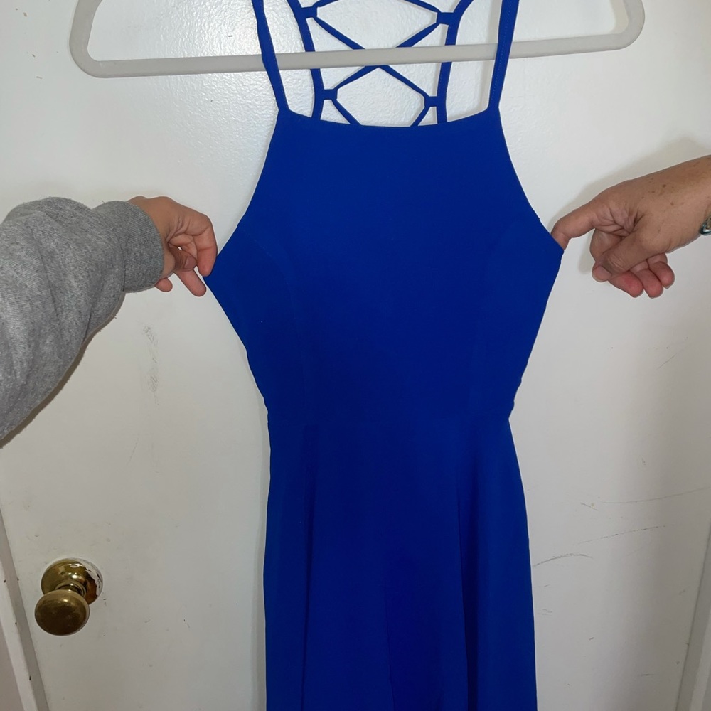 Lulu’s royal blue high-neck dress